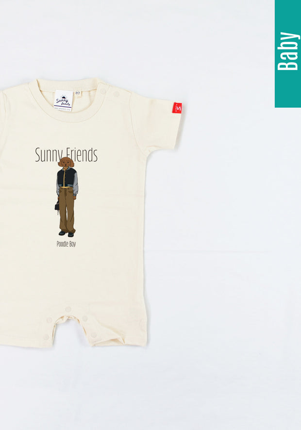 SunnyFriends Tシャツ／トイプードルBoy／ベビー用ロンパース