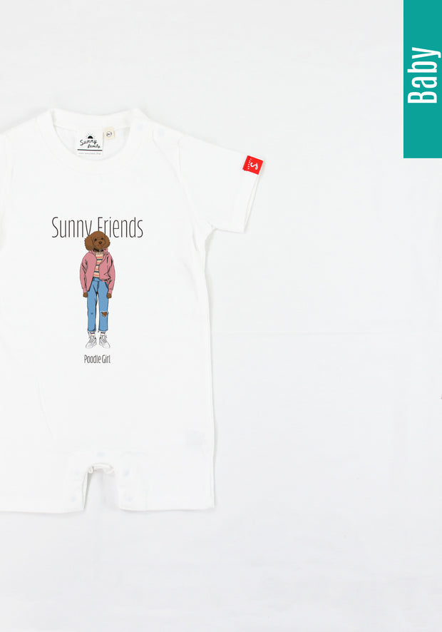 SunnyFriends Tシャツ／トイプードルGirl／ベビー用ロンパース